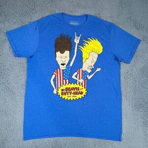 MTV Beavis and Butt-Head Shirt Mens Large Blue Mike Judge Graphic Tee 2013 Retro